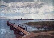 Wilhelm Trubner Bootssteg auf der Herreninsel im Chiemsee painting